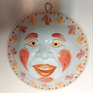 Vintage* Ceramiche ABC Bassano Mold, Ceramic Round Sun Face Wall Hanging